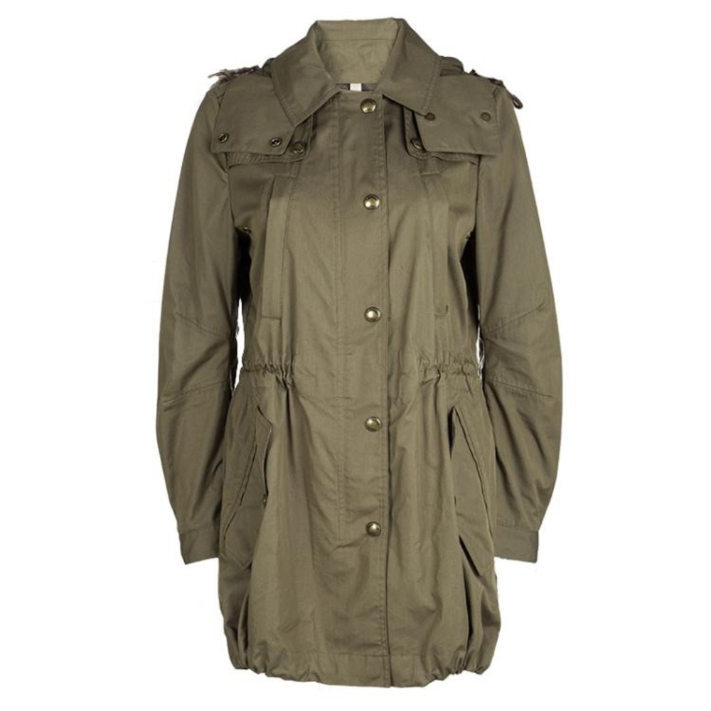 Burberry Brit Khaki Raccoon Fur Trim
Hooded Parka Jacket